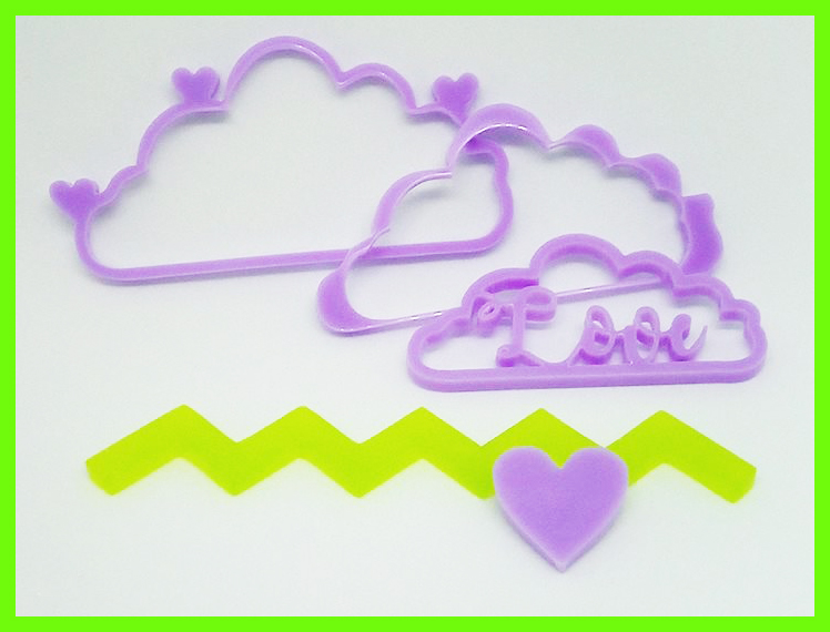 Clouds in Perspex,Love ,chevron and heart  100 x 45 mm min buy 3